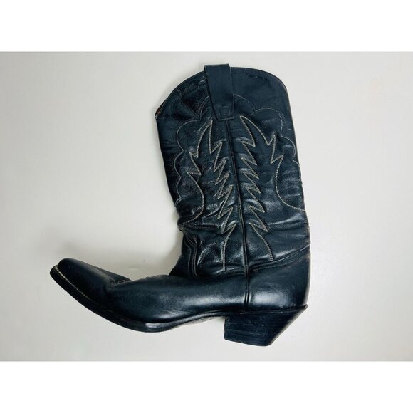 Mens Black Owings Vintage Cowboy Boots Leather Spain - Picture 4 of 10